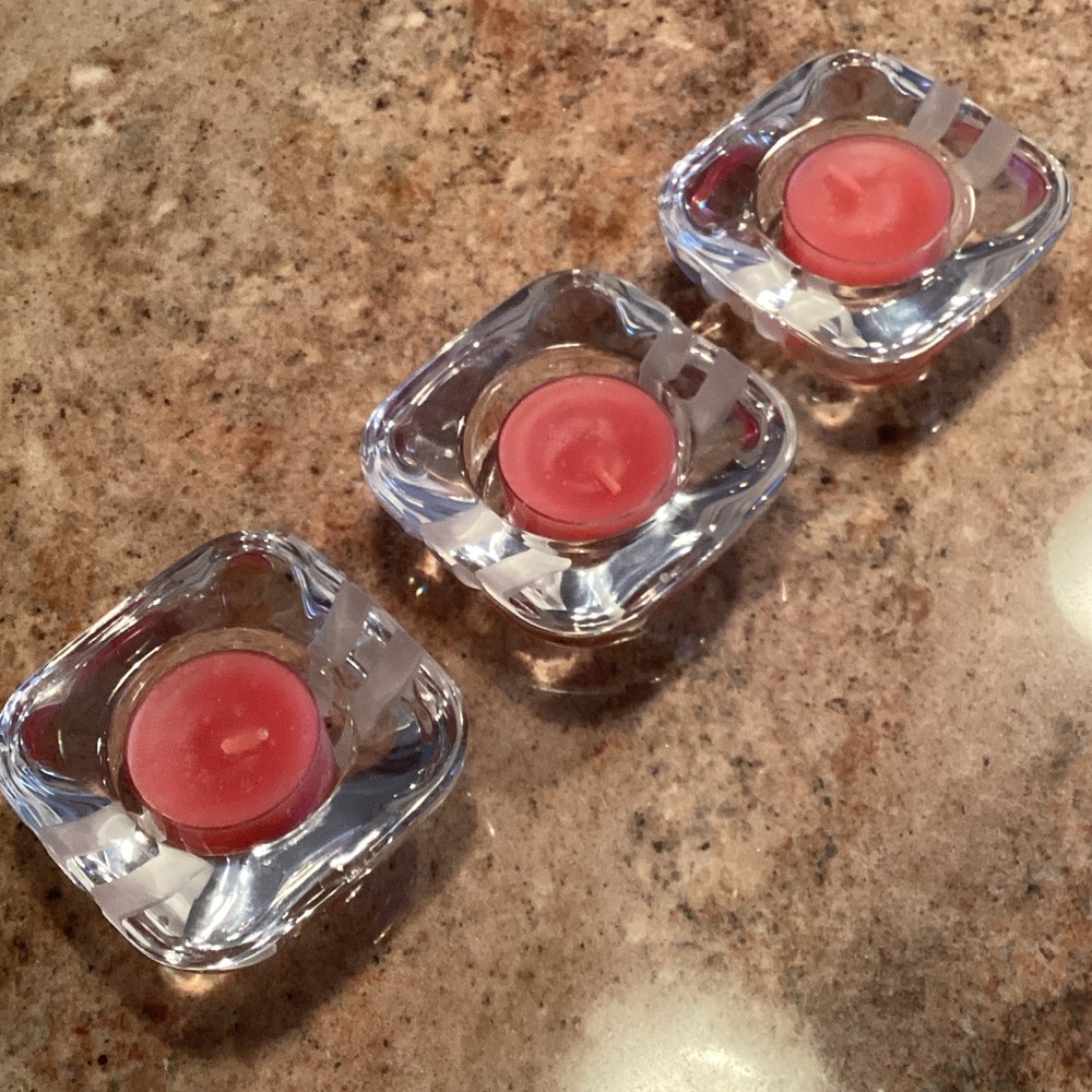 3 Noritake Crystal Tealight Holders